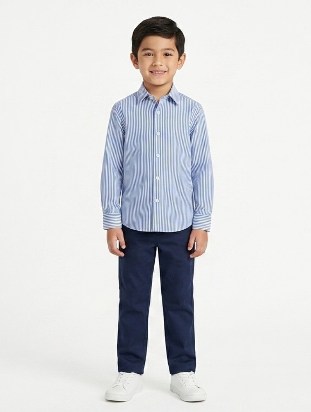 Joseph Abboud Sz14 Boys' Light Blue and White Striped Button-Down Shirt